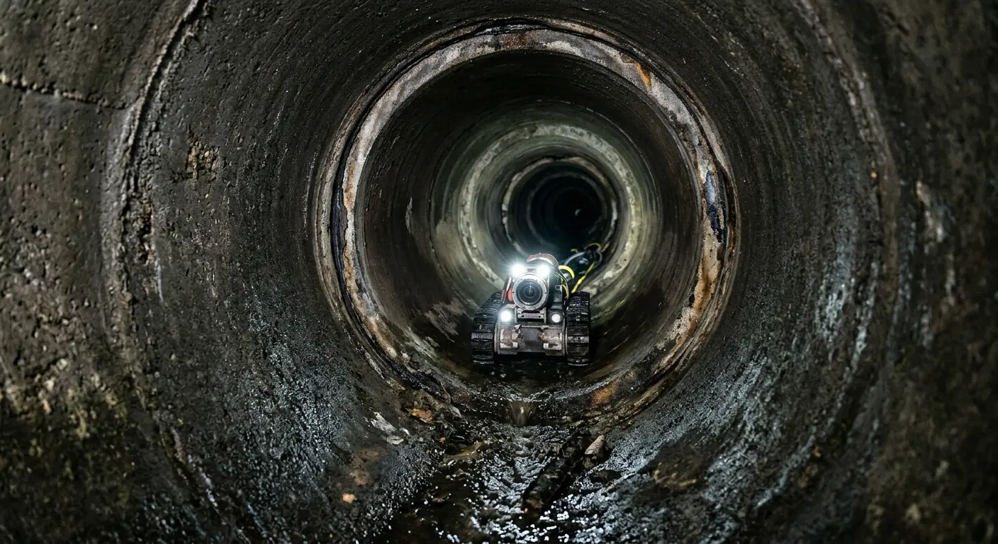 Robotic sewer camera inspecting pipe interior for Sewer Line Repair in Woodland Park